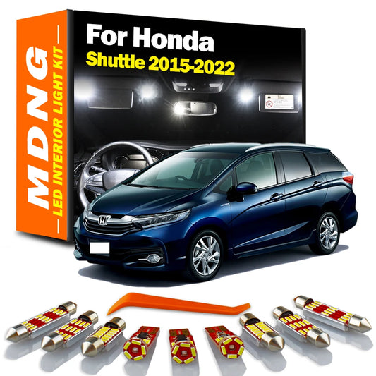 MDNG 10Pcs Canbus For Honda Shuttle 2015 2016 2017 2018 2019 2020 2021 2022 Car Bulb LED Interior Map Dome Light Kit Accessories