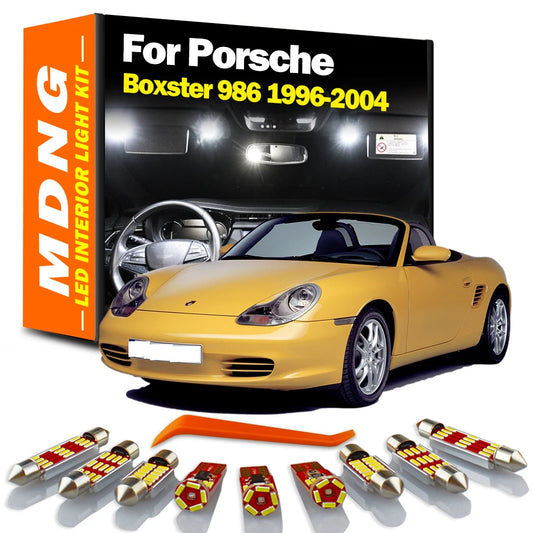 14Pcs Vanity Mirror Lamp For Porsche Boxster 986 1996- 2001 2002 2003 2004 LED Interior Footwell Map Dome Door Trunk Light Kit