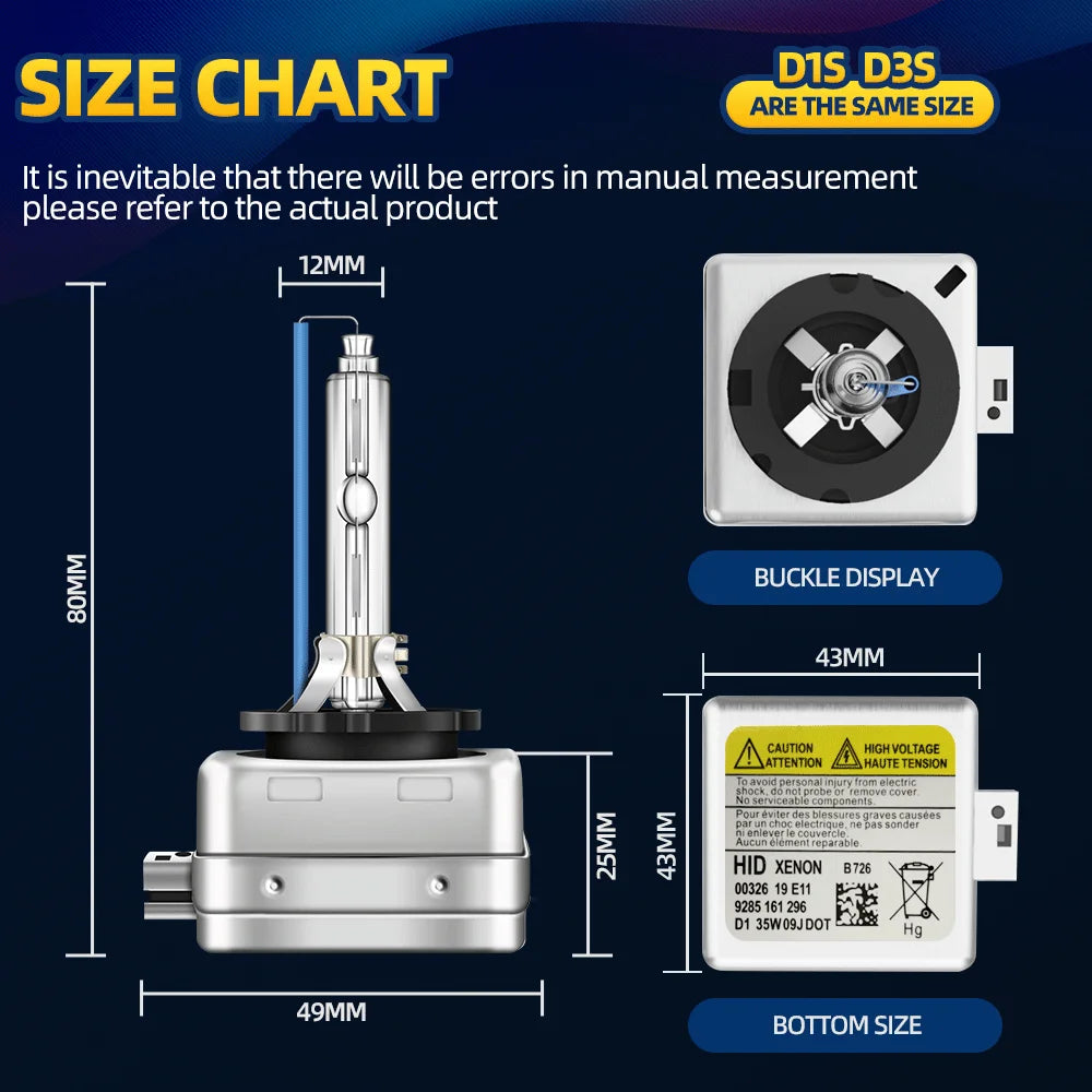 2PCS D3S Bulbs 6000K For Audi A1 A3 A4 A5 A6 A7 A8 Q3 Quattro Q5 Q7 S3 S4 S5 Xenon HID 35W Headlight or Auto LED Headlamps 110W