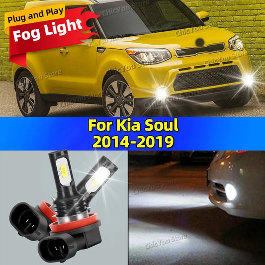 6000K Auto Fog Lights 20000LM Wireless CSP Fanless Car Fog Lamp Bulbs For Kia Soul 2014 2015 2016 2017 2018 2019 Plug and Play