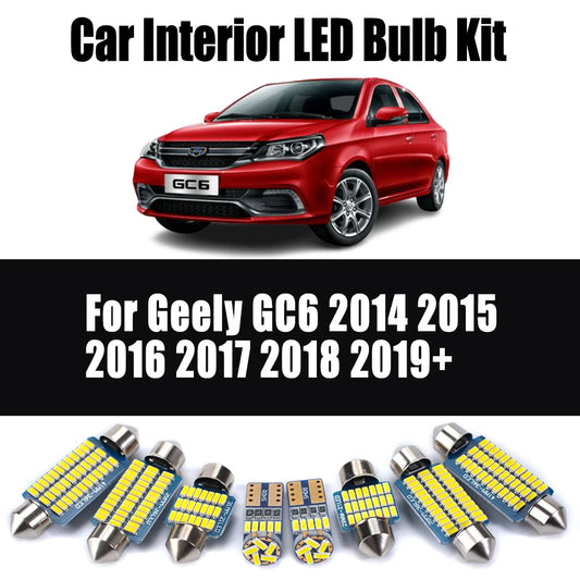 10Pcs Canbus For Geely GC6 2014 2015 2016 2017 2018 2019+ LED Interior Dome Map Luggage Light Kit Car Ceiling Bulbs Accessories