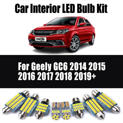 10Pcs Canbus For Geely GC6 2014 2015 2016 2017 2018 2019+ LED Interior Dome Map Luggage Light Kit Car Ceiling Bulbs Accessories