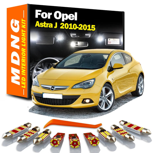 13Pcs LED Interior Dome Reading Vanity Mirror Light Car Bulb Kit For Vauxhall Opel Astra J OPC GTC 2010 2011 2012 2013 2014 2015