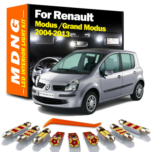 MDNG 12Pcs Canbus LED Interior Light Kit For Renault Modus Grand Modus 2004-2008 2009 2010 2011 2012 2013 No Error Car Led Bulbs
