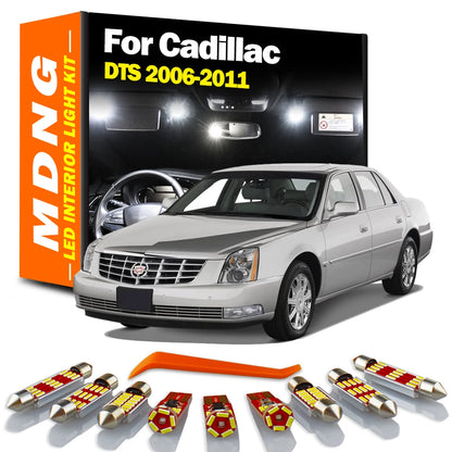 MDNG 14Pcs For Cadillac DTS 2006 2007 2008 2009 2010 2011 Car Indoor LED Interior Map Door Light Kit Number Plate Sunvisor Bulb