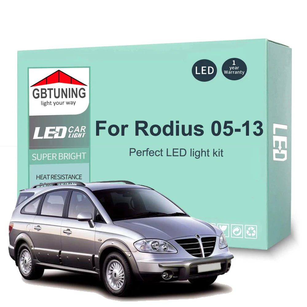 13Pcs Canbus LED Interior Light Bulb Tools For Ssangyong Rodius 2005 2006 2007 2008 2009 2010 2011 2012 2013 Cars Accessories