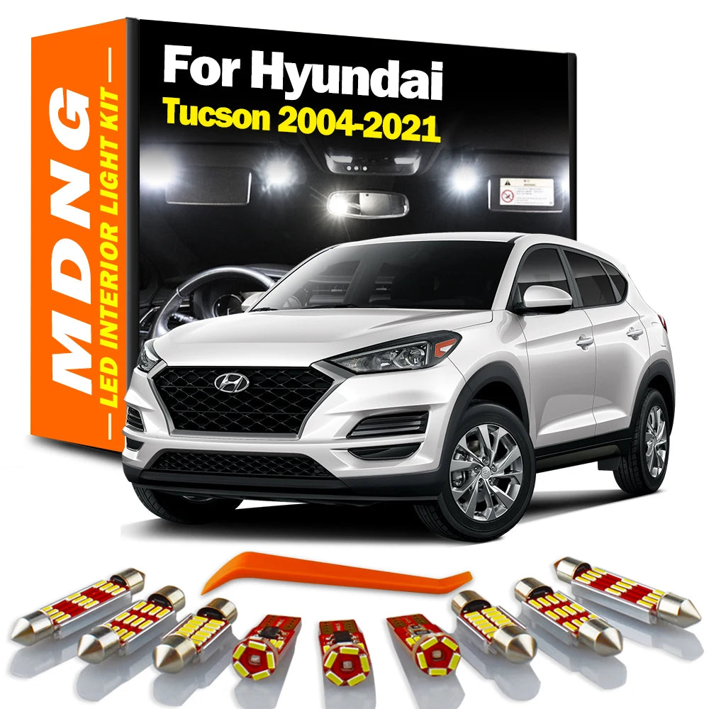MDNG Car Led Bulbs Accessories Canbus For Hyundai Tucson 2004-2017 2018 2019 2020 2021 LED Interior Map Dome Trunk Light Kit