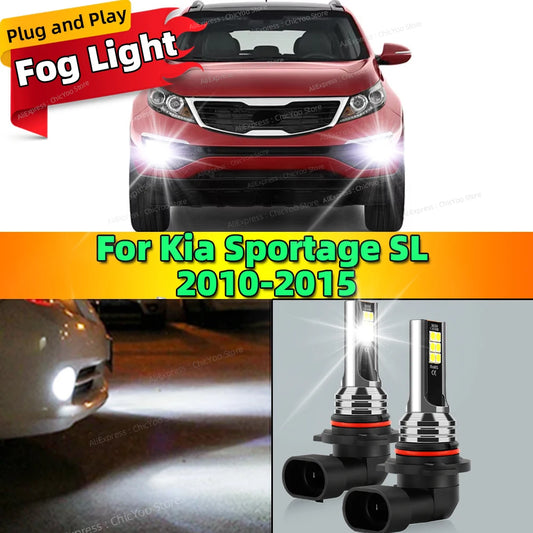 2Pcs LED Front Fog Light Car Bulb Accessories 6000K Canbus Lamp 80W For Kia Sportage SL 2010 2011 2012 2013 142015 Plug and Play
