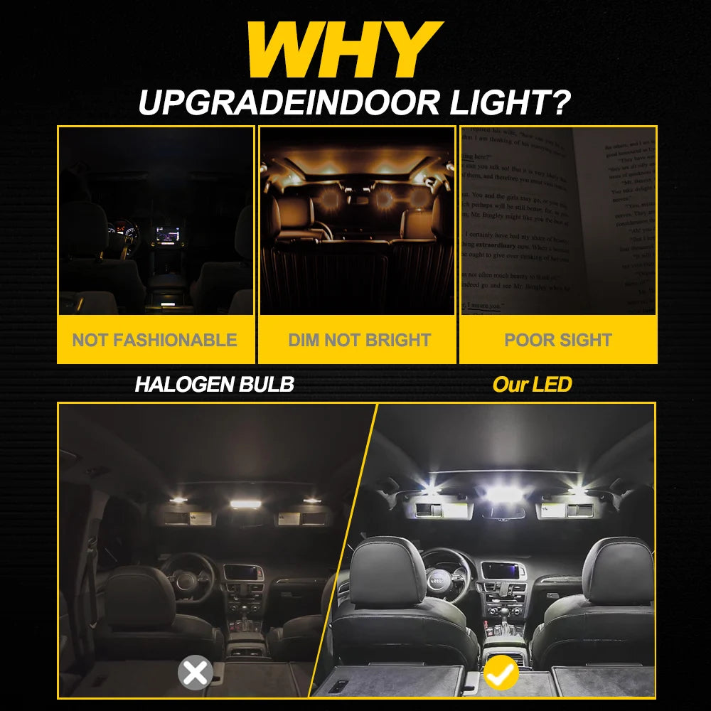 10Pcs Canbus Car LED Interior Ceiling Light Map Dome Trunk Number Plate Bulbs Kit For Renault Kardian 2024 2025 Accessories