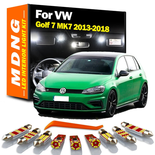 MDNG 13Pcs Car LED Interior Map Dome Vanity Mirror Light Reading Bulbs Kit For Volkswagen VW Golf 7 MK7 2013-2016 2017 2018
