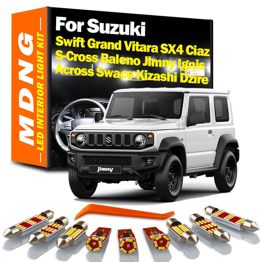 For Suzuki Swift Grand Vitara SX4 S-Cross Swace Kizashi Baleno Ignis Across Ciaz Dzire Jimny Car Interior LED Bulbs Light Kit