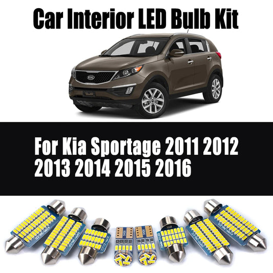 9Pcs Canbus Car Bulbs For Kia Sportage 2011 2012 2013 2014 2015 2016 LED Interior Map Reading Trunk Dome License Plate Light Kit