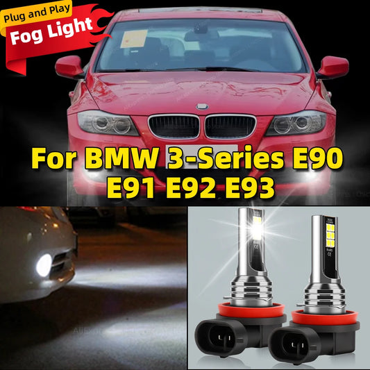 2pcs LED Front Fog Light Bulb 6000K Car Accessories For BMW 3-Series E90 E91 E92 E93 2005 2006 2007 2008 2009 2010 2011 2012