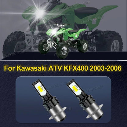LED Headlight Bulbs Lights For Kawasaki ATV KFX400 2003 2004 2005 2006 High Power