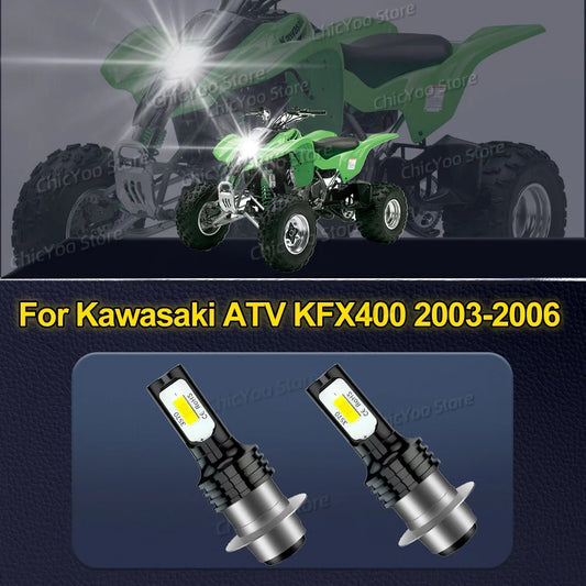 LED Headlight Bulbs Lights For Kawasaki ATV KFX400 2003 2004 2005 2006 High Power