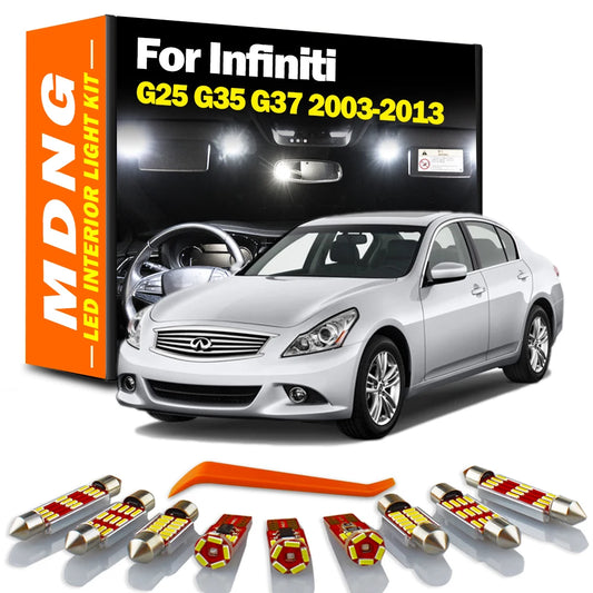 LED Interior Map Dome Light Kit For Infiniti G25 G35 G37 G37S Sedan Coupe Cabrio 2003- 2009 2010 2011 2012 2013 Door Plate Bulb