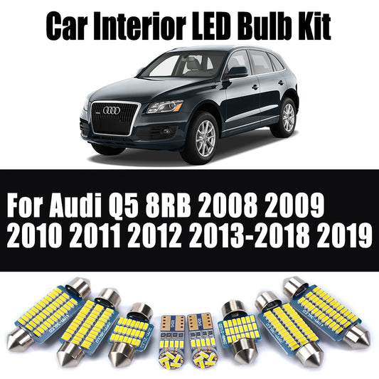 16Pcs Canbus Car Sun Visor Trunk Bulbs For Audi Q5 8RB 2008 2009 2010 2011 2012 2013-2019 LED Interior Reading Dome Light Kit