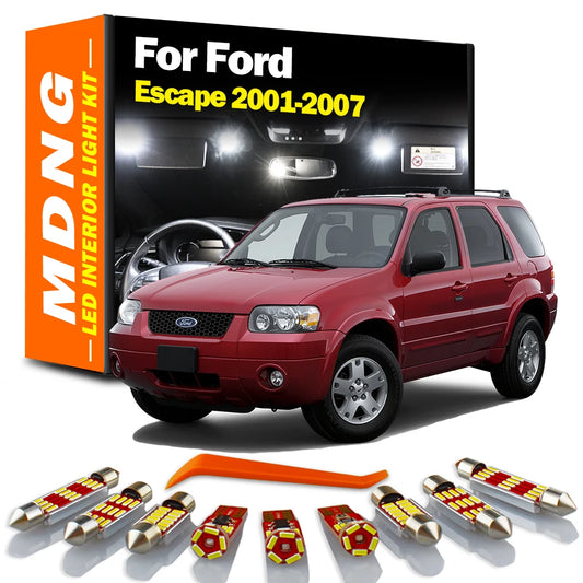 MDNG 13Pcs LED Interior Reading Map Dome Trunk Light Kit For Ford Escape 2001 2002 2003 2004 2005 2006 2007 License Plate Lamp