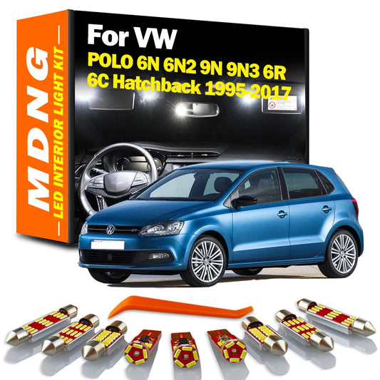 MDNG For VW Volkswagen POLO 6N 6N2 9N 9N3 6R 6C 1995-2016 2017 LED Interior Dome Map Light Kit Car Trunk Reading Bulbs Canbus