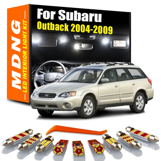 11Pcs For Subaru Outback BL BP 2004 2005 2006 2007 2008 2009 LED Lamp Interior Trunk Map Dome Plate Light Kit Car Accessories