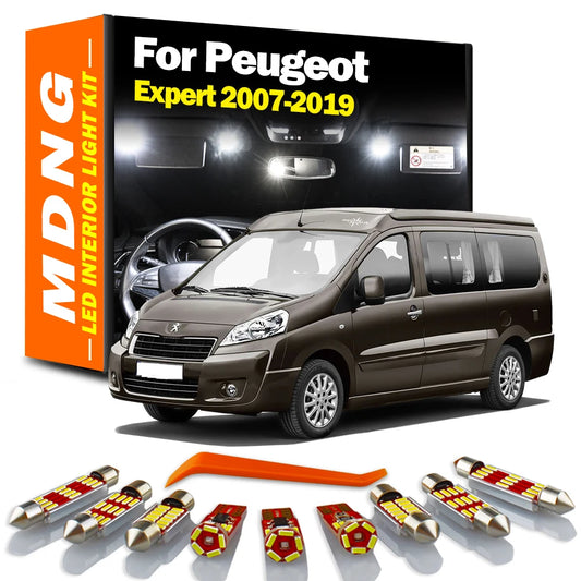MDNG 13Pcs Canbus LED Interior Map Dome Light Kit For Peugeot Expert 2007-2014 2015 2016 2017 2018 2019 No Error Car Accessories