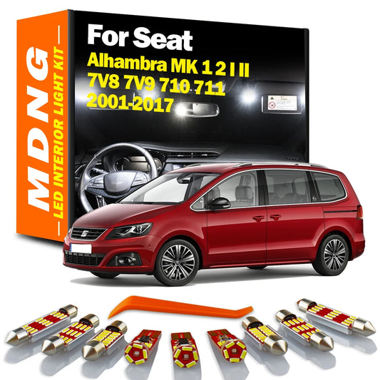 MDNG Canbus LED Interior Map Dome Light Kit For Seat Alhambra MK 1 2 I II 7V8 7V9 710 711 2001- 2014 2015 2016 2017 Reading Bulb