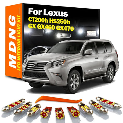 MDNG Canbus LED Interior Map Dome Door Trunk Plate Light Kit Car Accessories For Lexus CT200h HS250h GX GX460 GX470 Indoor Bulbs