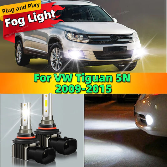 2Pcs 6000K LED Car Front Fog Light Lamps 9006 HB4 Bulb For VW Tiguan 5N 2009 2010 2011 2012 2013 2014 2015 Plug and Play