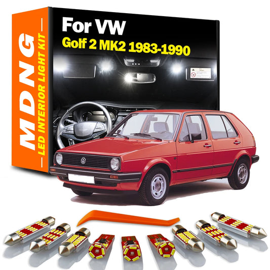 MDNG 9Pcs LED Interior Map Dome Light Bulbs Kit For Volkswagen VW Golf 2 MK2 1983- 1986 1987 1988 1989 1990 Trunk Glove Box Lamp