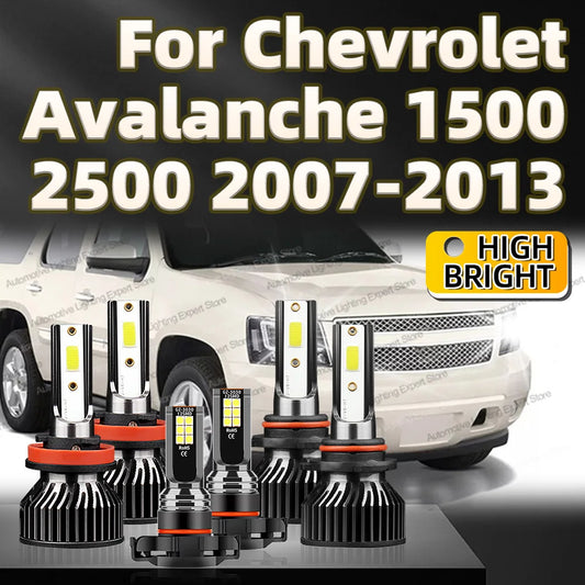 6PCS 30000lm For Chevrolet Avalanche 1500 2500 2007-2013 2008 2009 Car LED Headlight Bulbs HB3 H11 CANbus 6000k 5202 Fog Light