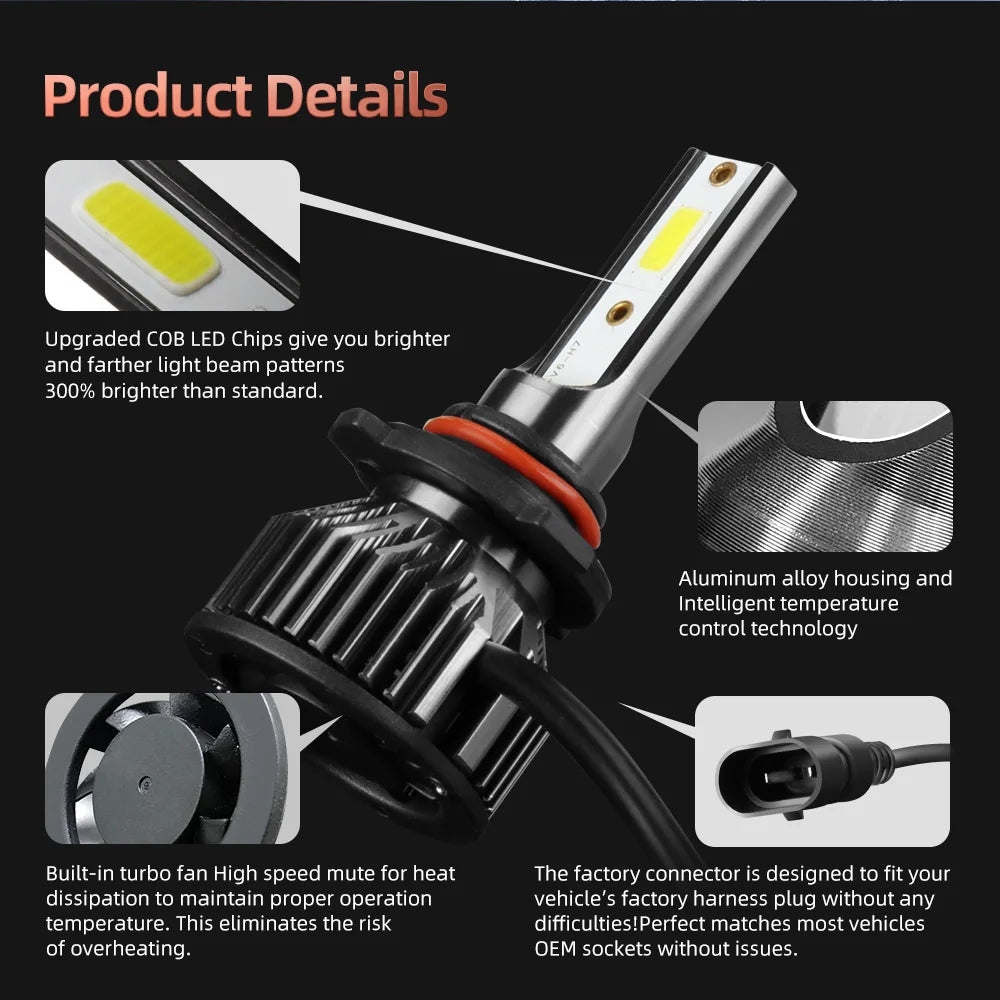 2/6x For Chevy Silverado 1500 2500 2007 2008 2009 2010 2011-2015 LED Car Headlight Bulb 18000LM Auto Headlamp 6000K Fog Lamp 12V