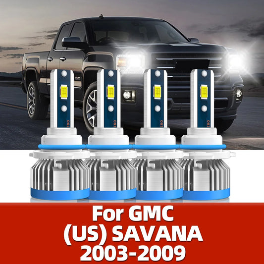 2/4x Car Light For GMC Savana 2003 2004 2005 2006 2007 2008 2009 Led Headlights 120W 20000LM Turbo Headlamp Bulbs Super Bright