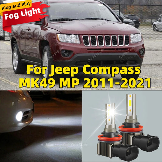 High Power LED Fog Lamp 80W Car Bulbs Wireless For Jeep Compass MK49 MP 2011 2012 2013 2014 2015 2016 2017 2018 2019 2020 2021