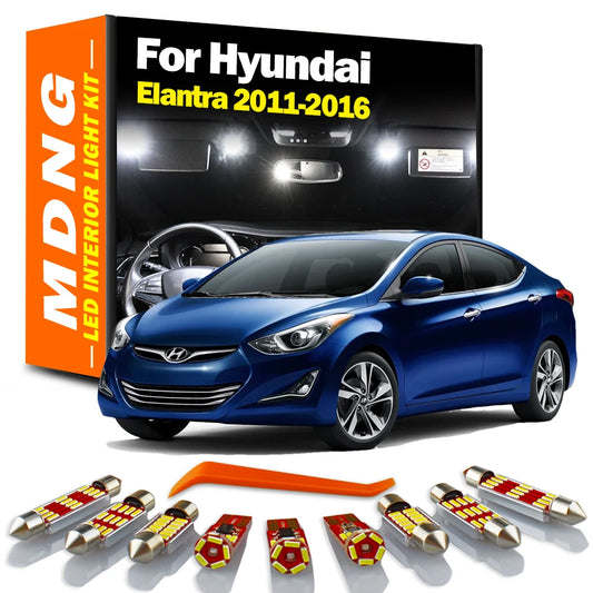 MDNG 9X Led Interior Map Reading Trunk Dome License Plate Light Kit For Hyundai Elantra 2011 2012 2013 2014 2015 2016 Car Bulbs