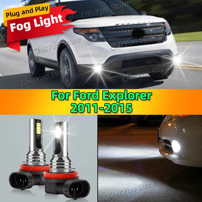 2Pcs 12V 6000K Front Fog Light LED Bulb Accessories Lamp Canbus For Ford Explorer 2011 2012 2013 2014 2015 Plug and Play