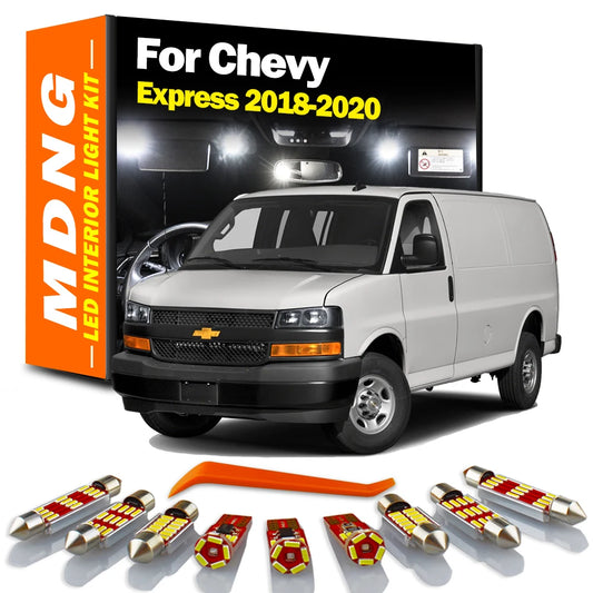 MDNG 17Pcs Canbus For Chevrolet Chevy Express 2018 2019 2020 LED Interior Dome Map Trunk Plate Light Kit Car Bulbs Accessories
