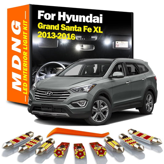 MDNG 13Pcs Canbus LED Interior Map Dome Light Kit For Hyundai Grand Santa Fe XL 2013 2014 2015 2016 Car Led Bulbs No Error