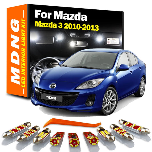 MDNG 11Pcs Canbus For Mazda 3 Mazda3 2010 2011 2012 2013 Vehicle Bulbs LED Interior Map Dome Light Kit No Error Car Accessories