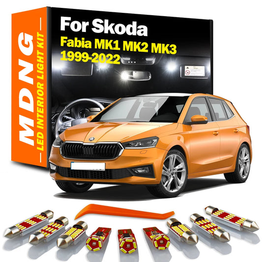 MDNG Canbus For Skoda Fabia MK1 MK2 MK3 1999-2015 2016 2017 2022 Vehicle Lamp LED Interior Dome Map Light Kit Car Accessories
