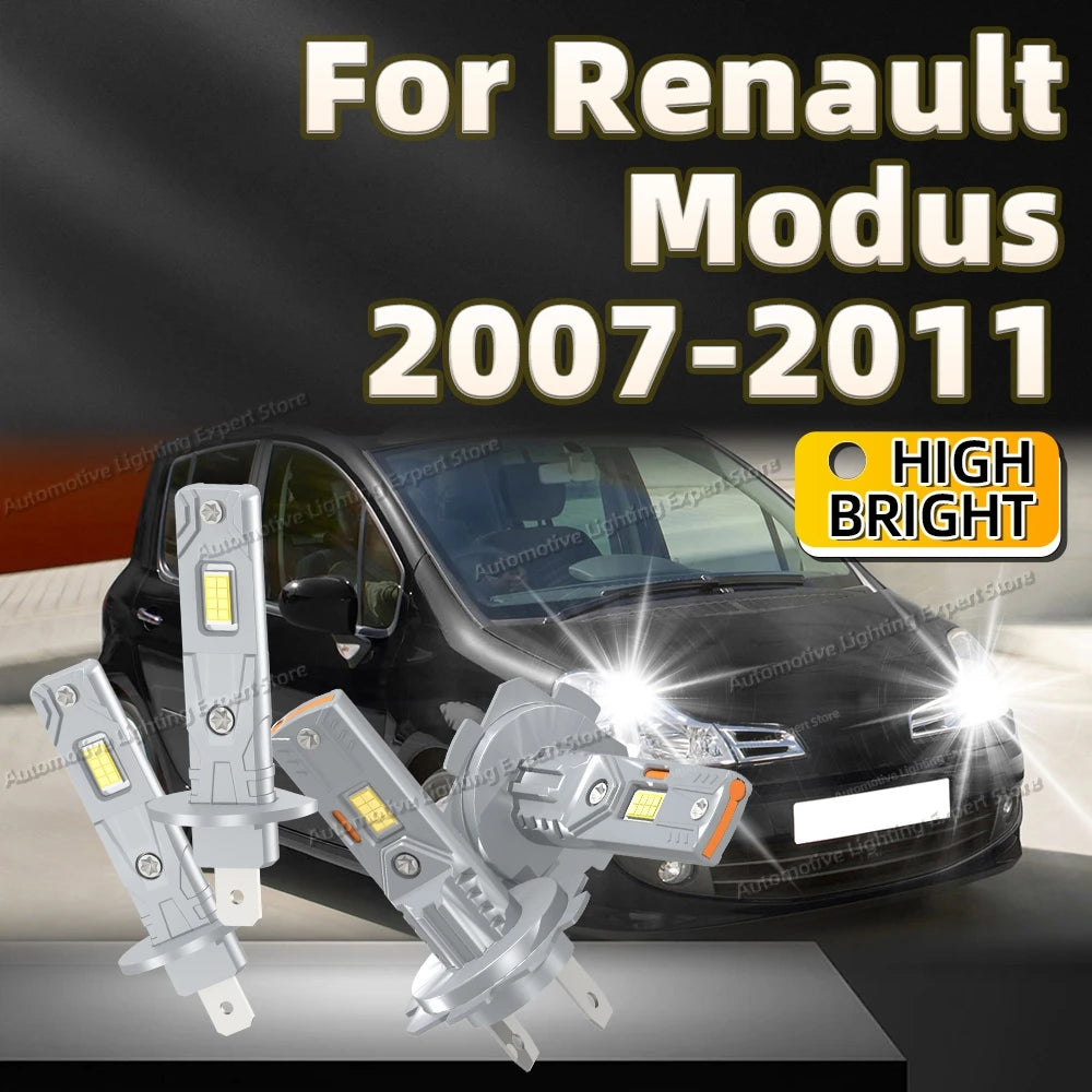 2/4Pcs LED Headlight Canbus Bulbs Nonpolarity 6000K Super Bright Lamp For Renault Modus 2007 2008 2009 2010 2011 Direct Fit
