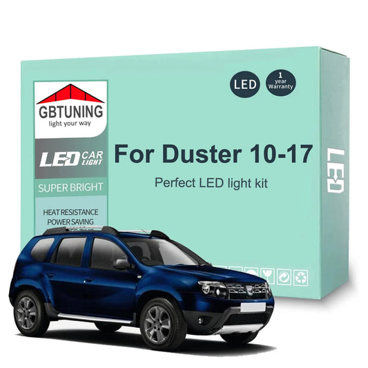 12Pcs Cars Accessories For Dacia Duster I 1 MK1 2010 2011 2012 2013 2014 2015 2016 2017 Canbus LED Interior Light Bulb Tools