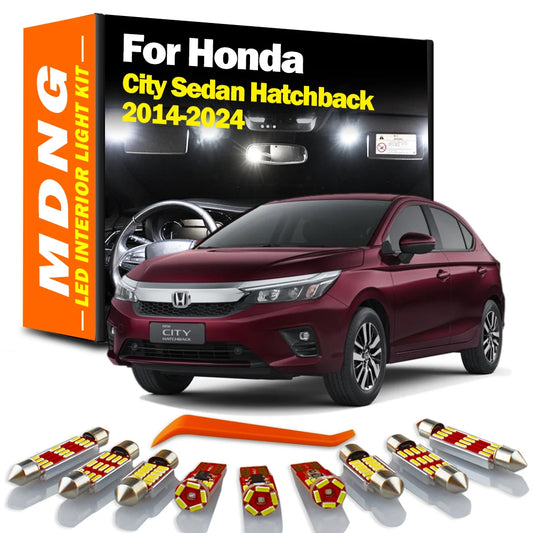MDNG LED Bulb Interior Map Dome Trunk Light Kit For Honda City Sedan Hatchback 2014- 2020 2021 2022 2023 2024 License Plate Lamp