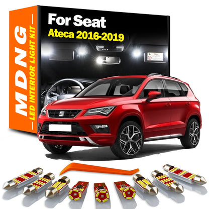 MDNG 12Pcs Canbus LED Interior Map Dome Foot Luggage Light Kit For Seat Ateca 2016 2017 2018 2019 Car Bulbs No Error Accessories