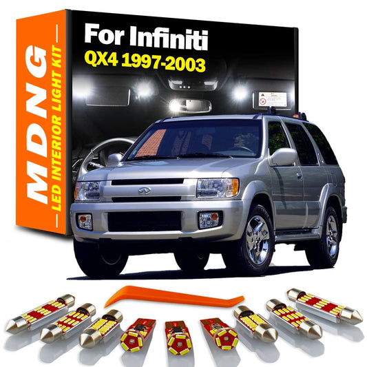 MDNG 13Pcs Canbus For Infiniti QX4 1997-1999 2001 2002 2003 LED Interior Dome Map Plate Light Kit Car Accessories Sunvisor Bulb