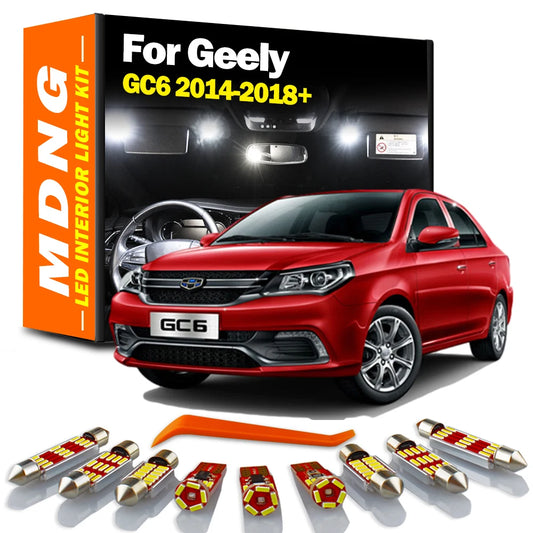 MDNG 10Pcs Accessories Canbus For Geely GC6 2014 2015 2016 2017 2018 2019+ LED Interior Dome Map Luggage Light Kit Car Bulbs