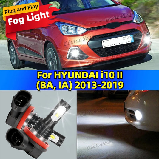 2x Front Fog Light Accessories LED Bulb 20000LM Ultra Bright Lamp For HYUNDAI i10 II BA IA 2013-2019 2014 2015 2016 2017 2018