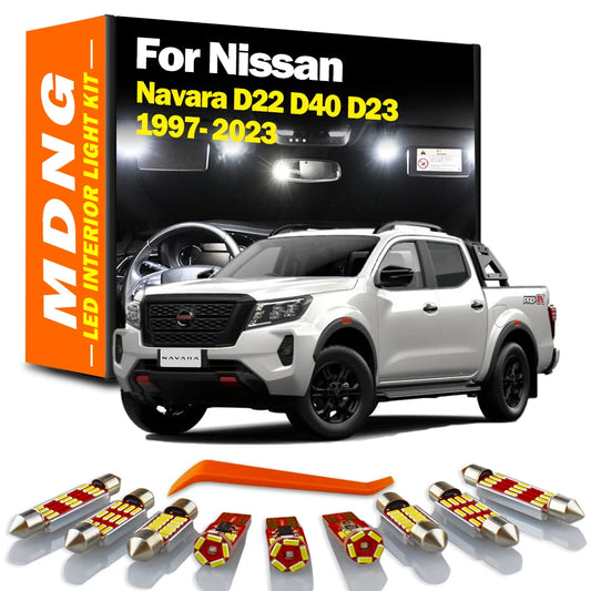 LED Bulbs Interior Map Dome License Plate Light Kit For Nissan Navara D22 D40 D23 1997- 2019 2020 2021 2022 2023 Car Accessories