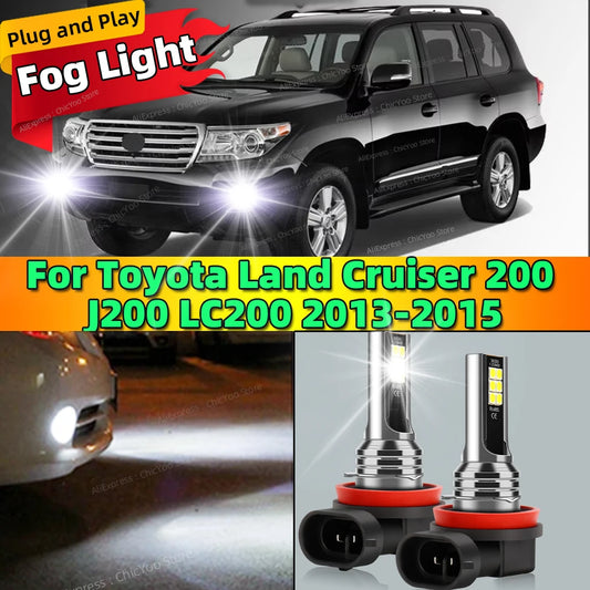 2Pcs 12V 6000K Front Fog Light LED Bulb Accessories Lamp Canbus For Toyota Land Cruiser 200 J200 LC200 2013 2014 2015
