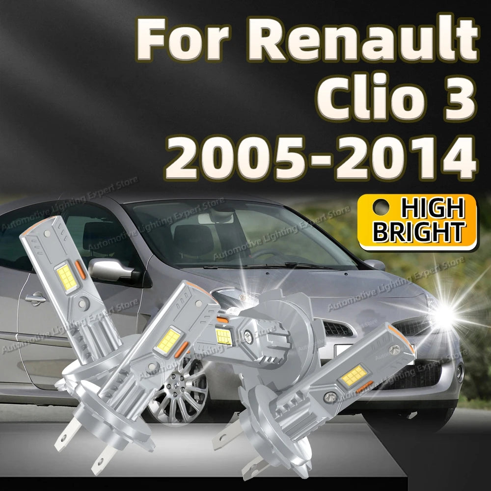 2/4Pcs 6000K Led Headligh Car Lamp CSP Chip High Bright For Renault Clio 3 2005 2006 2007 2008 2009 2010 2011 2012 2013 2014