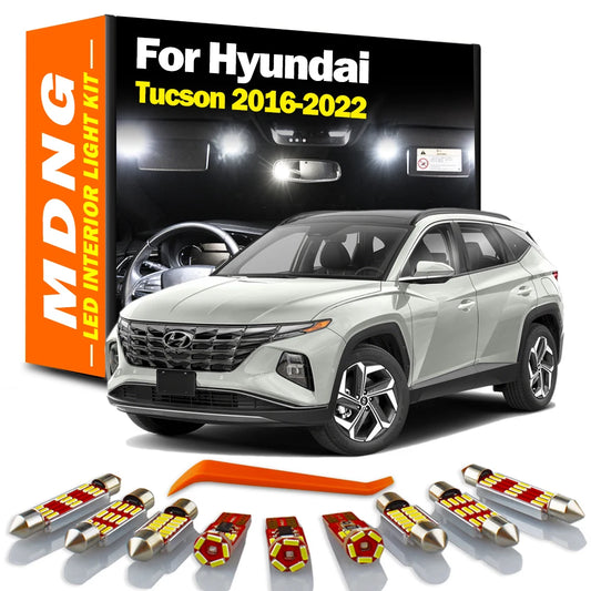 MDNG 13Pcs Canbus Car Accessories For Hyundai Tucson 2016 2017 2018 2019 2020 2021 2022 LED Interior Map Dome Light Kit Led Bulb
